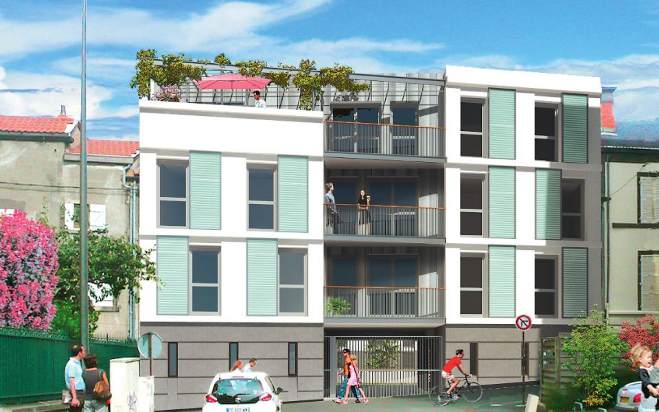 Résidence le Carré Saint-Alyre, façade vue depuis la rue Gauthier de Biauzat